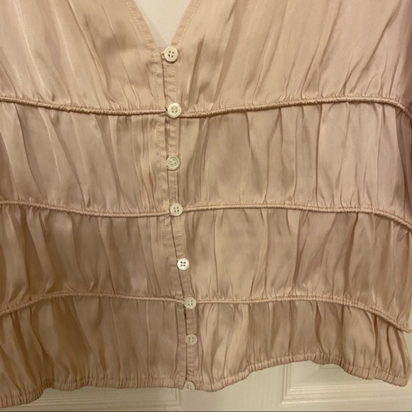 FRAME Julianne Puff Sleeve Crop Blouse in Blush XL - Picture 6 of 9